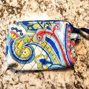 Vera Bradley Bag, Marina Paisley Make Up, Cosmetic, Plastic Lined GUC Blue Red